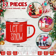 Sieral 27 Pcs Christmas Enamel Coffee Mugs 12 oz Winter Holiday Mugs with Quotes Seasonal White and Red Christmas Party Favor Cups Funny Novelty Xmas Coffee Cups for Women Men Coworkers Office