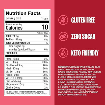 ZOA Zero Sugar Energy Drinks, Cherry Limeade - Sugar Free with Electrolytes, Healthy Vitamin C, Amino Acids, Essential B-Vitamins, and Caffeine from Green Tea - 12 Fl Oz (12-Pack)