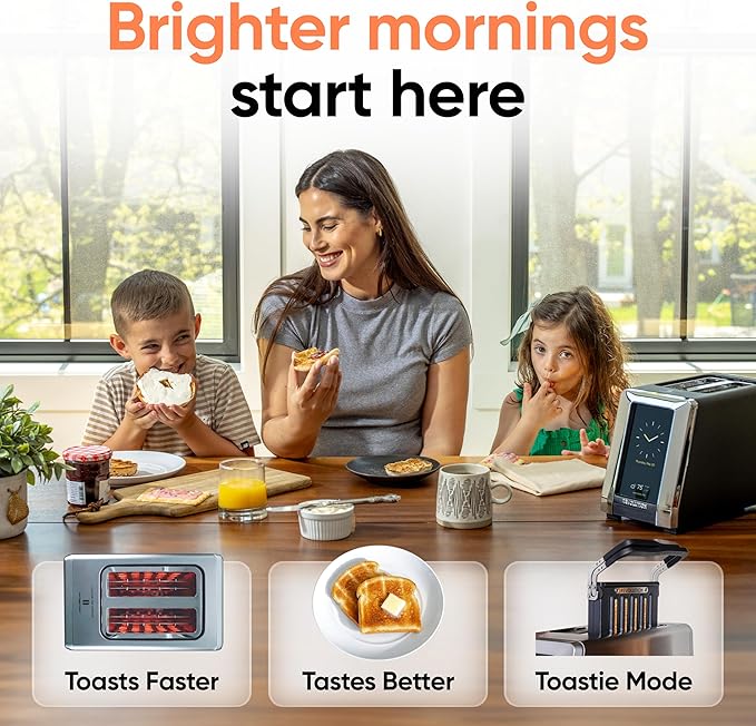 Revolution R180 Connect Smart Toaster + Toastie Press Bundle – Touchscreen, 2-Slice Wide Slot, InstaGLO Tech – Toast Bread, Bagels, Waffles, Muffins, Tortillas, Pastries – Stainless Steel