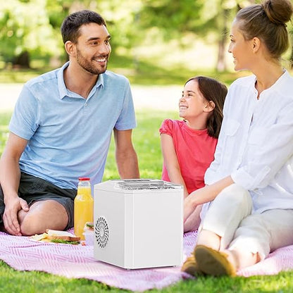 SMUG Ice Makers Countertop with Handle, Portable Ice Machine, 9 Bullet Ice Cubes in 6 Mins, 26lbs in 24Hrs, Auto-Cleaning, with Basket and Scoop, for Home, Kitchen, RV, Camping, White