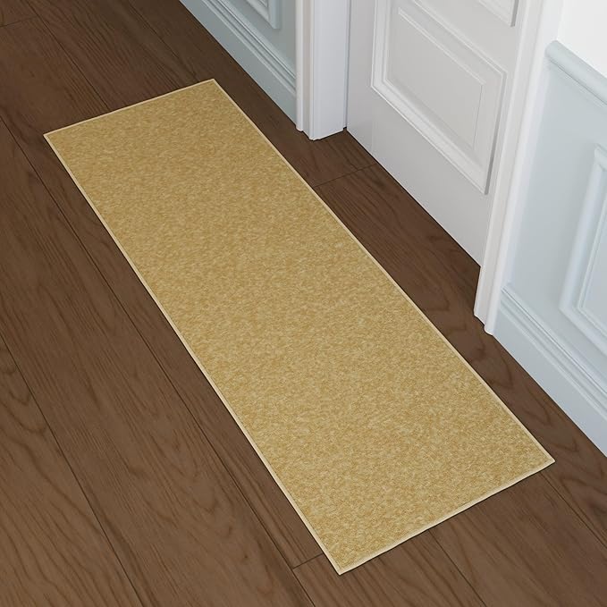 Ottomanson Hallway Runner Rug 20" x 59" Non Slip Solid Area Rugs Easy to Clean Laundry Rug Runner Durable & Pet Friendly Floor Carpet Runners for Hallways Entryway Living Room Kitchen, Beige