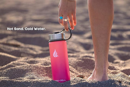 HYDRO CELL Stainless Steel Insulated Water Bottle with Straw - For Cold & Hot Drinks - Metal Vacuum Flask with Screw Cap and Modern Leakproof Sport Thermos for Adults (Coral/Punch 18oz)