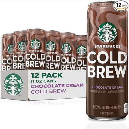Starbucks Cold Brew Coffee, Chocolate Cream, 11 fl oz Cans (12 Pack), Premium Coffee Drink, Iced Coffee