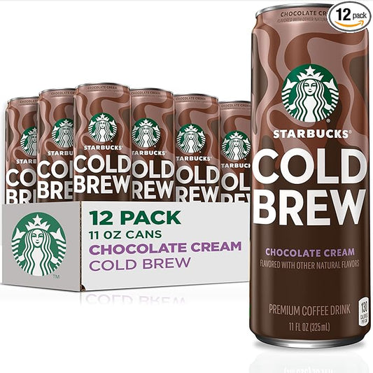 Starbucks Cold Brew Coffee, Chocolate Cream, 11 fl oz Cans (12 Pack), Premium Coffee Drink, Iced Coffee
