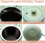 Load image into Gallery viewer, 27.1oz Small Cast Iron Teapot, SECHUDO Japanese Style Tea Kettle Coated with Enameled Interior for Stovetop Safe,Cast Iron Tea Pot with Stainless Steel Strainer for Loose Leaf,Flat Fish Pattern(800ml)