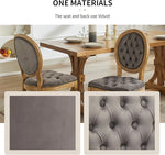 Load image into Gallery viewer, Vintage French Country Dining Chairs Set of 2, Velvet Dining Chair with Solid Wood Legs, Grey Upholstered Dining Chairs, Sillas para Comedor, Kitchen &amp; Dining Room Chair (Gray, Velvet, 2Pcs)