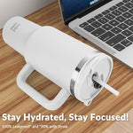 Load image into Gallery viewer, WETOWETO 40oz Tumbler with Handle and Lid | 100% Leakproof Insulated Stainless Steel Travel Mug | Keeps Cold 34Hrs/Hot 10Hrs | Dishwasher Safe, Fits Car Cup Holder (Foggy Color)