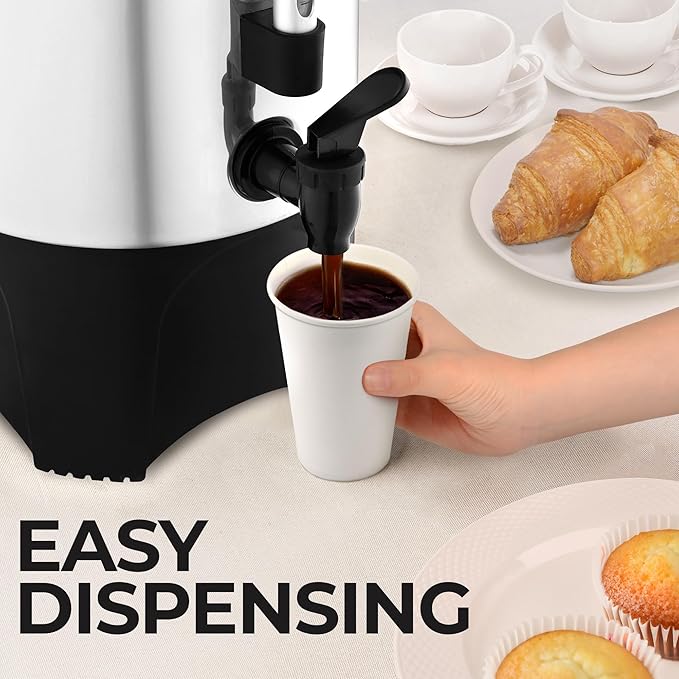 Zulay Commercial Coffee Maker Stainless Steel - Coffee Urn With Twist-Lock Lid & Cool-Touch Handles - Quick-Brewing Coffee Maker With Keep-Warm Mode For Events & Catering - 45 Cup Silver