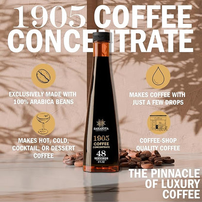 1905 Coffee Concentrate – Gourmet Cold Brew, 100% Natural & Low Acid, Premium Liquid for Hot and Iced Coffee Instant Espresso, or Lattes | 48 Servings – Sarasota Signature Original
