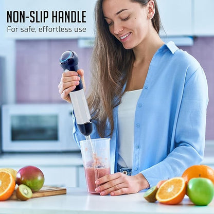 OVENTE Cordless Immersion Hand Blender, 300W Rechargeable Handheld Portable Stick Mixer with Speed Pulse Activating Sensor and Stainless Steel Blades for Smoothies, Shakes or Baby Food, Black HR995B