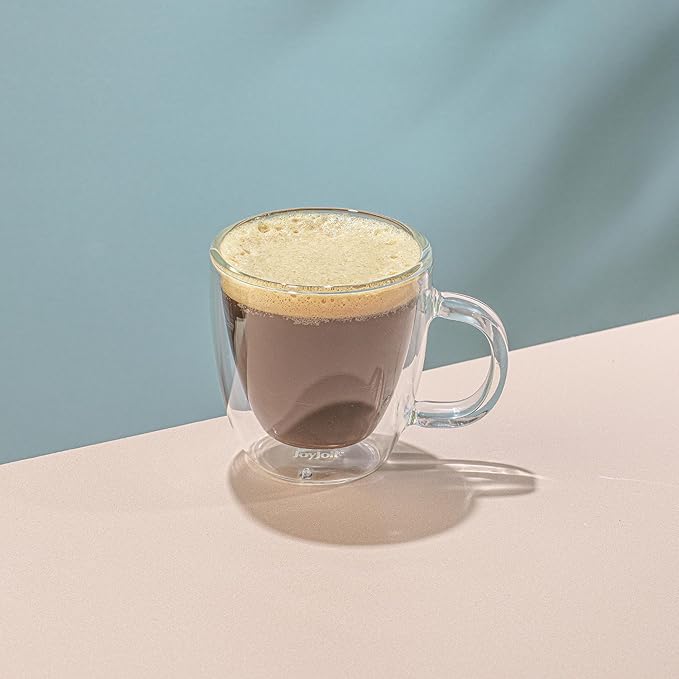 JoyJolt Savor Double Wall Insulated Glasses Espresso Mugs (Set of 2) - 5.4-Ounces