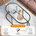 Load image into Gallery viewer, Coffee Table Black Glass Coffee Tables for Living Room, Oval Table Center Table with Sturdy Metal Frame,Modern Tempered Glass Accent Tables for Bedroom Home Office