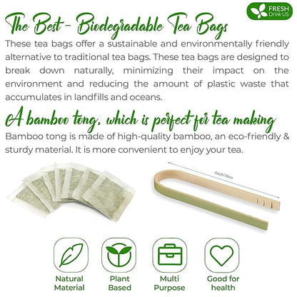 FreshDrinkUS, Premium 135 Ginkgo Biloba Leaf Tea Bags, 100% Natural & Pure from Ginkgo Biloba Leaves. Loose Leaf Herbal Tea. Made with Eco-Conscious Tea Bags. No Sugar, No Caffeine, No Gluten, Vegan.