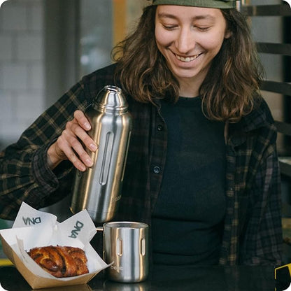 BOBBER 26 oz Stainless Steel Travel Thermos for Hot Drinks – Dishwasher Safe Metal Water Bottle with Cup Lid for Men, Hiking, Travel – Keeps Hot for 36 Hours – BPA-Free, Vacuum Insulated (Matte)