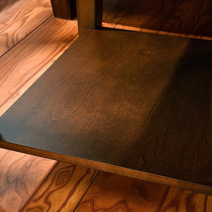 PADMA HOUSE Solid Wood End Table with Shelf, Vintage Rectangle Sofa Side Table with Dual Hourglass Tabletop, Apartment Telephone Table with Curved Legs for Living Room, 19.7 * 17.7 * 19.7in