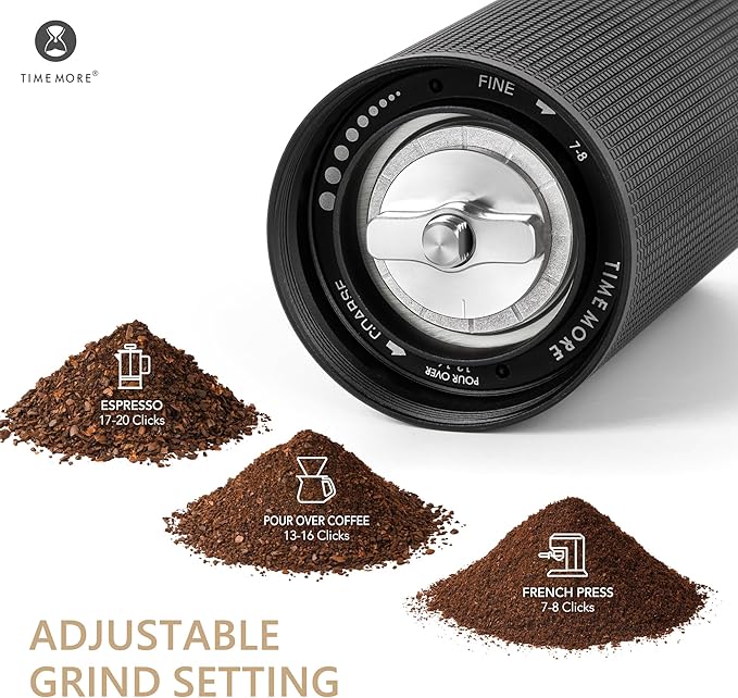 TIMEMORE Manual Coffee Grinder Chestnut C3S PRO, Hand Coffee Grinder with Foldable Handle, Stainless Steel S2C Conical Burr Coffee Grinder, Adjustable Grind Setting for Espresso to French Press, Black