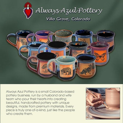 ALWAYS AZUL POTTERY Bearwrap 14 Oz. Mug in Seamist Glaze - Handmade Ceramic Coffee Mug - Stylish and Unique Handcrafted Artistic Drinkware - Polished Clay Cups, Great for Coffee, Tea, and Art Lovers