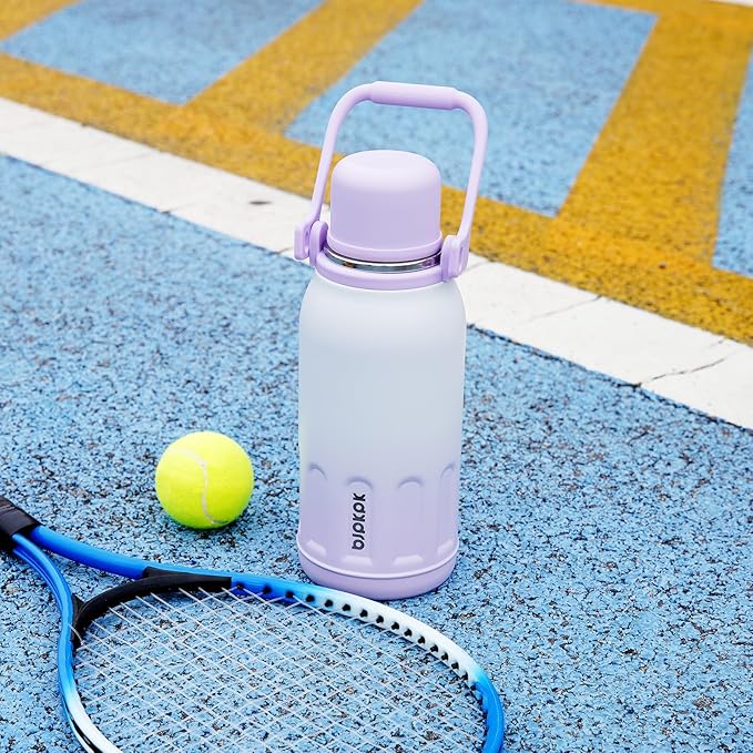 BJPKPK Insulated Thermal Water Bottle with Handle and Lid 50oz BPA Free Stainless Steel Water Bottles for Cold and Hot Beverages,Blue Haze