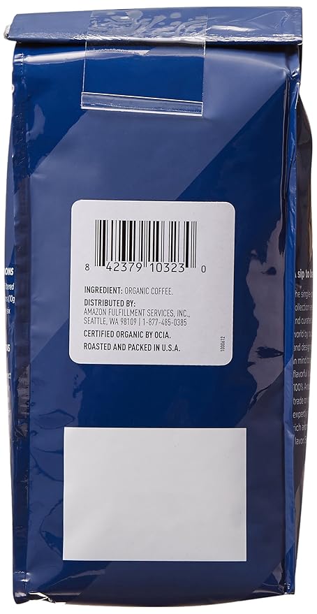 Amazon Fresh Organic Fair Trade Sumatra Whole Bean Coffee, Dark Roast, 12 Ounce (Pack of 3)