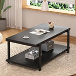 Load image into Gallery viewer, FOLUBAN Black Coffee Table, Modern Rustic Wood Center Table with Storage for Living Room, Industrial Rectangle 2 Tier Cocktail Tea Table, Black Oak