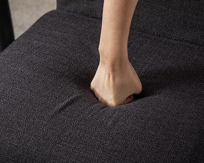 CIMOTA Black Modern Dining Chairs Set of 2, Upholstered Dining Room Chairs Armless Guest Side Chair with Chrome Base for Dining Room/Kitchen, Charcoal Black, 2PCS