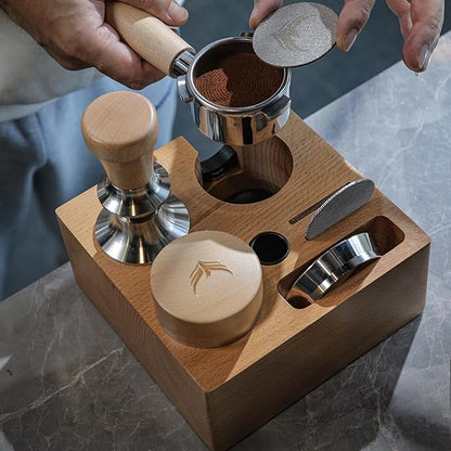 58mm Compact Espresso Tamping Station V3 – Portafilter Stand and Coffee Accessories Organizer for Espresso Machines with Tamper Holder, Distributor Slot, and Multi-Accessory Storage