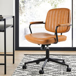 Load image into Gallery viewer, Artswish Mid Century Office Chair - Leather Desk Chair with Wheels, Arms, Swivel &amp; Height Adjustable Ergonomic Computer Chair for Home Office, Brown