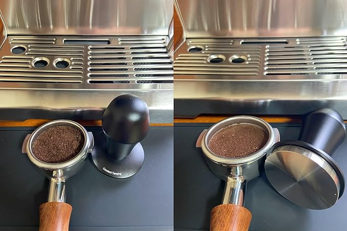 58mm Espresso Tamper 30lbs Calibrated Coffee Tamper Stainless Steel Hand Tamper Compatible with Rancilio Breville Gagia E61 GroupHead Bottomless Portafilter Tamper-Flat Base, Black