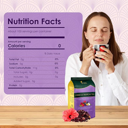 Attaya Hibiscus Tropical Herbal Tea Bags | Lowers Blood Pressure & Supports Heart Health | PCOS | Liver Health | Cholesterol | Antioxidants & Vitamin C | Caffeine Free | non-GMO | 100 Pyramid Tea Bags