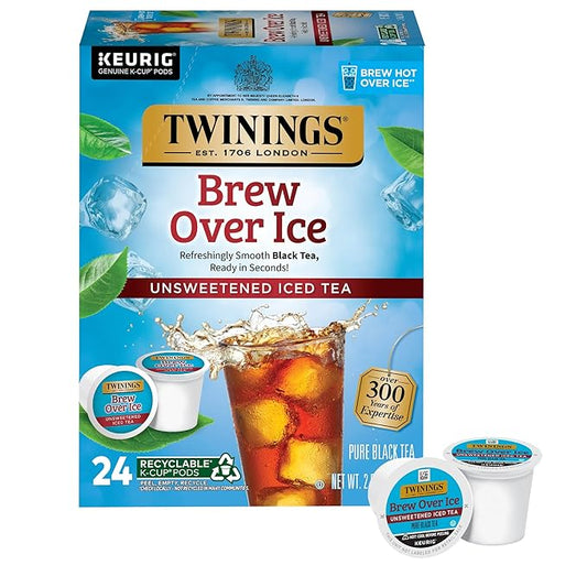 Twinings Brew Over Ice Unsweetened Black Iced Tea K-Cup Pods for Keurig, 24 Count (Pack of 1), Refreshing, Smooth, Caffeinated