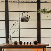 Chinese Retro Tea Kettle Pendant Light Handmade Craft Ceiling Mount 9 Inch for Dining Room Bar Bedroom 3000k