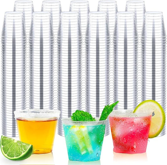 1000Count 1OZ Clear Hard Plastic Shot Cups - Mini Shot Glasses for Tequila, Whiskey, Vodka & Liquor, 1Oz Small Cup for Sauces & Dips, Perfect for Parties