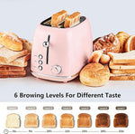 Load image into Gallery viewer, Roter Mond 2 Slice Toaster Retro Stainless Steel with Bagel, Cancel, and Defrost Functions, 6 Bread Shade Settings, Extra Wide Slots and Removable Crumb Tray, Pink