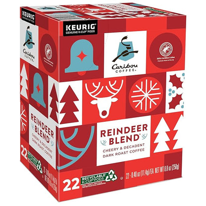 Caribou Coffee Reindeer Blend, Single-Serve Keurig K-Cup Pods, Dark Roast Coffee Pods, 88 Count