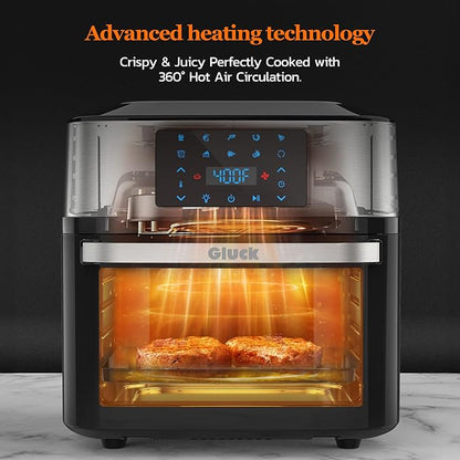 Air Fryer Oven Large 20 QT, 10-in-1 Toaster Oven Air Fryer Combo with Window for Family, Airfryer Oven with Rotisserie, 3 Dehydrating Racks