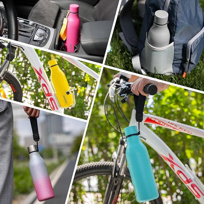 BJPKPK Insulated Water Bottles, 18 oz Stainless Steel Metal Water Bottle with Strap, BPA Free Leak Proof Jugs, Mugs, Flasks, Reusable Thermal Flasks for Sports & Travel, Graceful Pink