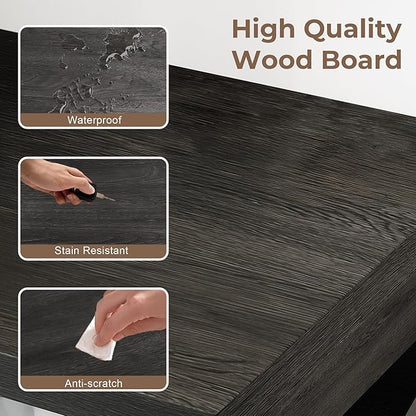 51" Sideboard Buffet Cabinet with Storage, Large Coffee Bar Cabinet with Drawers, Doors and Charging Station, Farmhouse Kitchen Sideboard Table for Kitchen, Dining Room, Living Room, Dark Grey