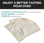 Load image into Gallery viewer, (2-Pack) Reusable Organic Cotton Filters for Hario V60 and Origami Style Pourover Coffee Filters, Ceramic Cup, Glass, Plastic Dripper (Size 01, 1-2 Cups)