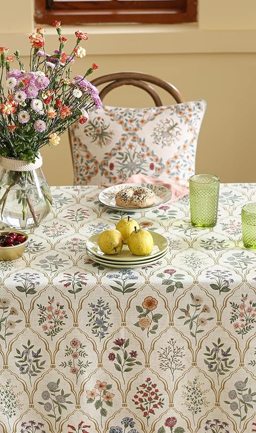 Designer Linen Square Tablecloth,Western Colorful Floral Indoor Table Cloth,Fall Wrinkle Resistant Decor Tablecloths for Dining Thanksgiving Kitchen Christmas,67"*67"-Serenity B