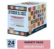 Double Donut Coffee Variety Pack - Recyclable Single Serve Flavored Coffee Pods, 24 Count for Keurig K-Cup Coffee Makers