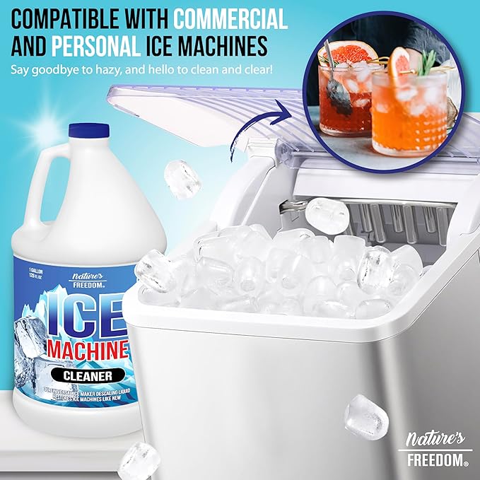 Nature's Freedom Ice Machine Cleaner - 1 Gallons (32 Uses) - Nickel-Safe Descaler, Made in USA, Universal Compatibility for Commercial/Residential Ice Makers such as Whirlpool, Scotsman and All