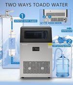 Load image into Gallery viewer, Commercial Ice Maker Machine, 130Lbs/24H with 40Lbs Large Capacity, 55Pcs Ready in 8-15Mins, Under Counter Stainless Steel Ice Machine for Home Party Bar, Self-Cleaning and Quite