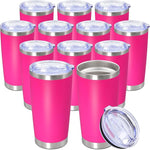 Load image into Gallery viewer, 20oz Tumbler Bulk Stainless Steel Tumbler Cup with Lid Vacuum Insulated Double Wall Travel Mug, Durable Powder Coated Travel Coffee Tumbler Mug for Hot &amp; Cold Drinks, Hot Pink,12 Pack