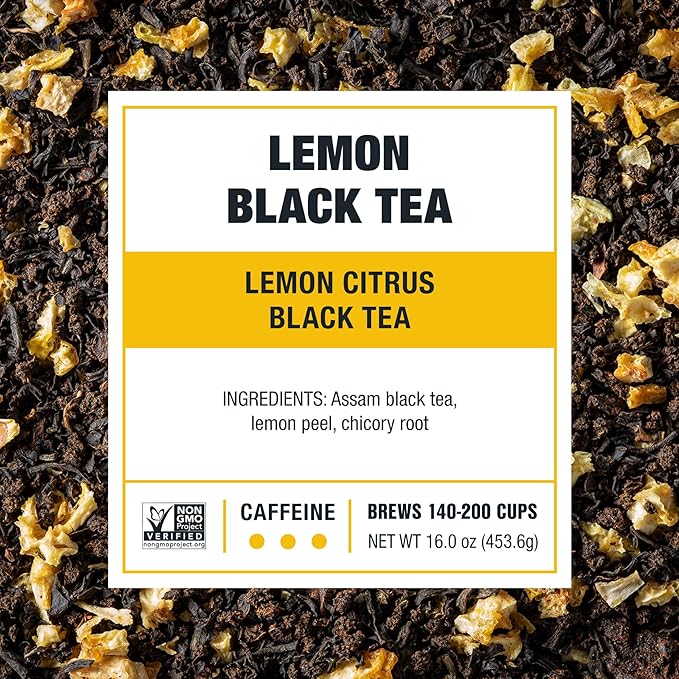 Tiesta Tea - Lemon Black Tea, Loose Leaf, Lemon Citrus Black, Premium High Caffeinated Blends, Make Hot or Iced, Brews Up to 200 Cups, 16 Ounce Resealable Bulk Pouch