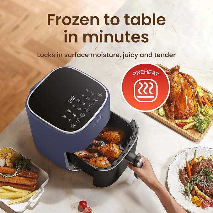 Air Fryer 12-in-1, Compact & Large 5.5-Qt Airfryer, 100-400℉ Precise Heat, 360°Hot Air Circulation, 95% Less Oil, Quick Easy Meals, Bake, Dry, Reheat, Frozen, Broil, Proof