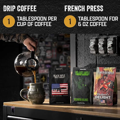 Black Rifle Coffee Company Freedom Fuel, 12oz Bag, Ground Coffee Dark Roast - Roasted Blend Made from Arabica Beans - Colombian & Brazilian Beans - Veteran Founded & American Made
