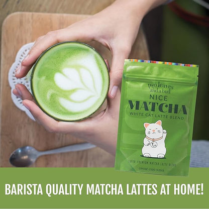 Two Leaves and a Bud Nice Matcha Latte Blend, Japanese Matcha Green Tea Powder, 2 Resealable Bags, 224g