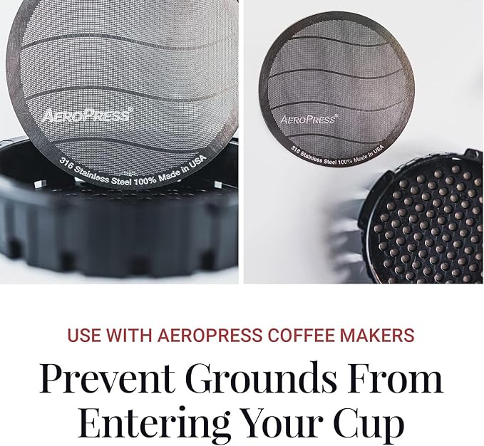 AeroPress Stainless Steel Reusable Filter - Metal Coffee Filter for AeroPress Standard Coffee Makers, 1 Pack, 1 Filter
