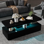Load image into Gallery viewer, oneinmil Modern LED Coffee Table, 40" Living Room Tables with 16 Colors LED Lights, Double-Layer Design, Stylish Coffee Tables for Living Room, Black