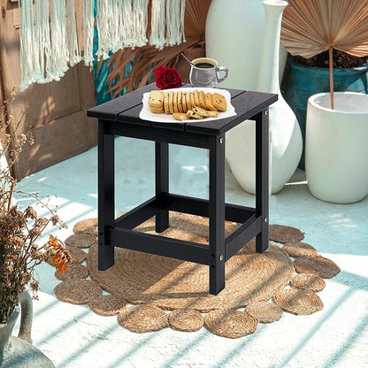 LZRS Adirondack Square Outdoor Side Table for Patio, Pool Composite Patio Table,HDPE End Tables for Backyard,Pool, Indoor Companion, Easy Maintenance & Weather Resistant(Black)